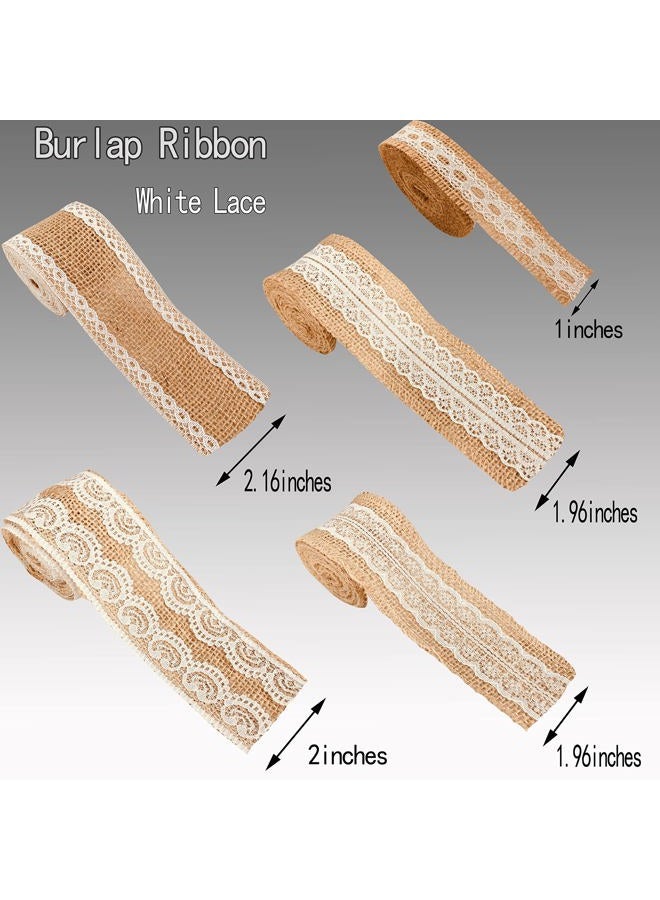 OZXCHIXU 30PCS Burlap Flowers Set Including 24 Handmade Burlap Flowers and Bowknots,5 Lace Burlap Ribbon Rolls, 1 Twine Ribbon and Glue Pointsfor Wedding Party Decoration Home Embellishment DIY Crafts - Image 4