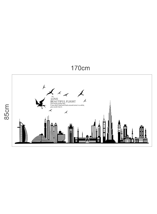 HALAMODO Diy Wall Stickers Dubai Landscape Building Living Room Wall Decals Wallpaper Black - Image 5