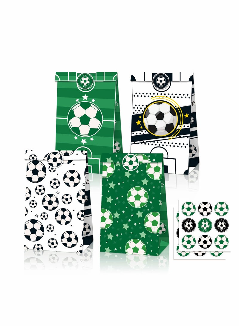 Excefore Paper Party Gift Bags, 12 Pcs Soccer Party Favors Set, Candy Bags for Boys Kids Party Favor Supplies Decorations, Theme Birthday Party, Baby Party supplies Food Bags - Image 1