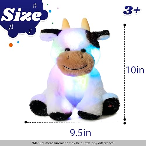 Cuteoy Glowing LED Cow Lightup Nightlight Toys Musical Plush Stuffed Animal Soft Singing Lullabies Birthday Christmas Plushies Gifts for Kids Boys Girls10 - Image 5