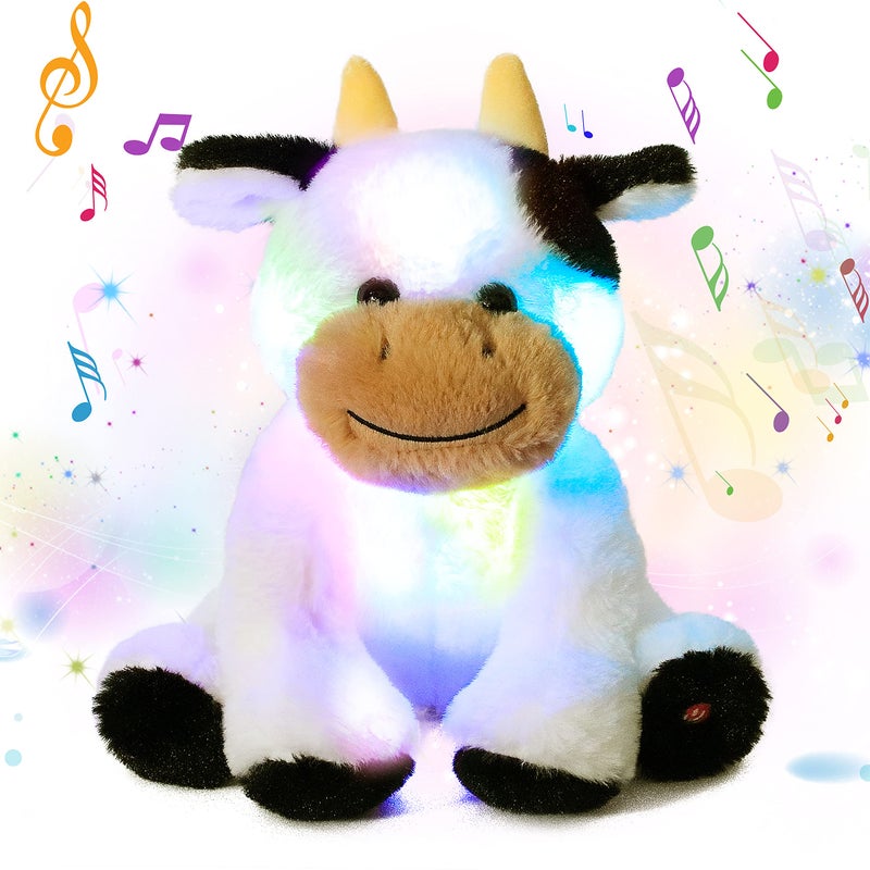 Cuteoy Glowing LED Cow Lightup Nightlight Toys Musical Plush Stuffed Animal Soft Singing Lullabies Birthday Christmas Plushies Gifts for Kids Boys Girls10 - Image 3