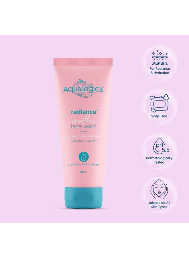 Aqualogica - Aqualogica Radiance+ Smoothie Face Wash with Watermelon & Niacinamide for Men & Women -Reduces Dark Spots & Blemishes | For Oily, Dry & Acne Prone Skin -100ml - Image 1