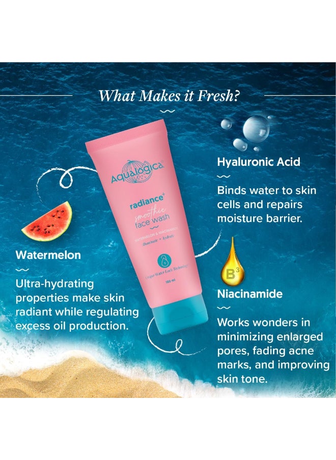Aqualogica - Aqualogica Radiance+ Smoothie Face Wash with Watermelon & Niacinamide for Men & Women -Reduces Dark Spots & Blemishes | For Oily, Dry & Acne Prone Skin -100ml - Image 1