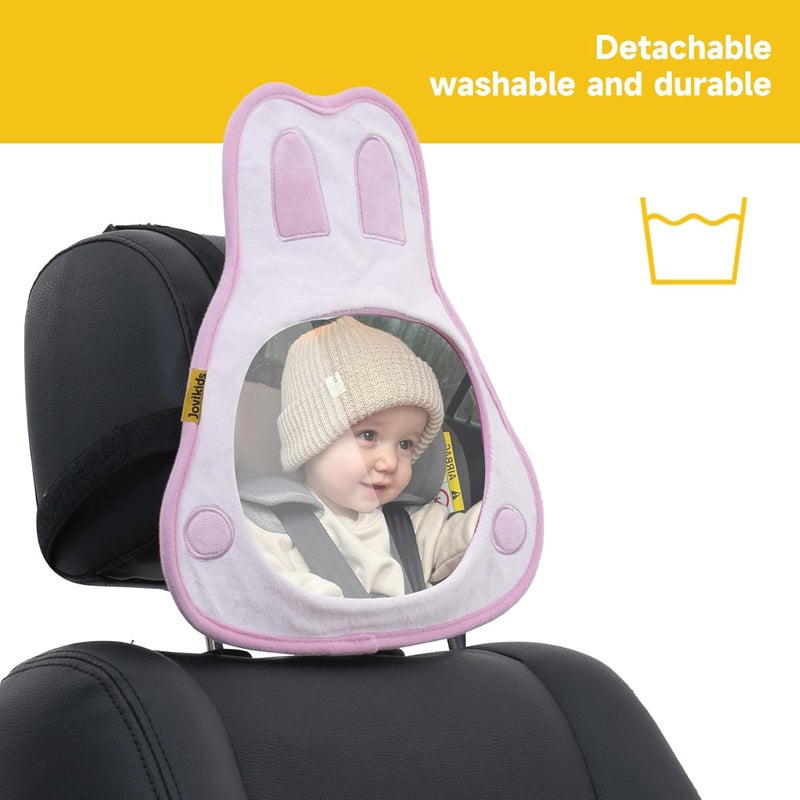 جوفيكيدز Jovikids مرآة الطفل غير القابلة للكسر للمقعد الخلفي لمقاعد السيارة المواجهة للخلف، رؤية بزاوية واسعة، حامل مسند رأس قابل للتعديل، أحزمة آمنة، مرآة أمان للأطفال معتمدة في اختبارات التصادم للسيارات - Image 4