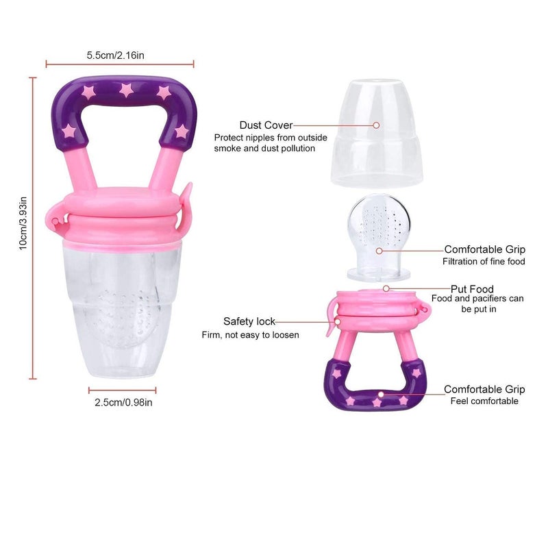 Chopchi Silicone Fruit Nibbler Pacifier 1 Pcs with 1 pcs Spoon Feeder Bottle for Infant Baby for 6+ Month Baby (2 Piece Combo Set-Pink) - Image 4
