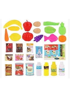EASY FUTURE Simulation shopping cart Kids Mini Cart Toy Children Shopping Trolley Play Set With Fruit Vegetables Food Handcart Pink  - Image 5