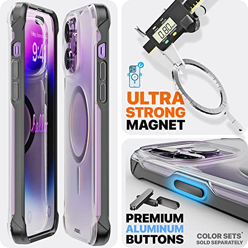REBEL Clear Case for iPhone 14 Pro Max Frosted Series Gen4 Strong MagSafe Compatible Translucent Matte Texture Protective Shockproof Bumpers Metal Buttons 67 Inch Phone 2023 Frosted Black - Image 3