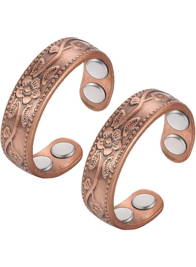 Cigmag 2PCS Copper Rings for Women Fingers Thumb Copper Rings Strength 99.99% Solid Pure Copper Adjustable Jewelry Gift - Image 1