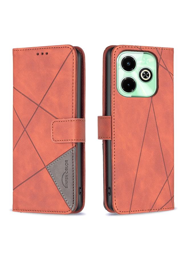 زبون جراب لهاتف Infinix Hot 40/40 Pro مصنوع من الجلد بمشبك مغناطيسي على شكل معين - Image 1