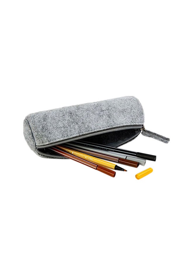 NIBEMINENT School Stationery Pen Pencil Round Felt Case Bag Grey