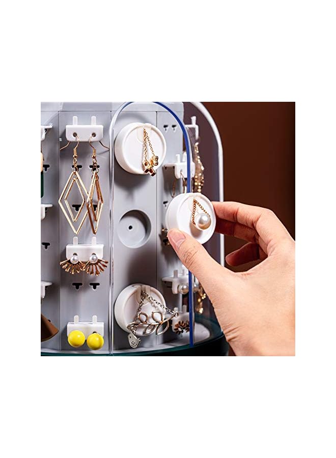 IAF Large Earring Display Stand, 360 Rotating Jewelry Organizer Box, Dustproof Necklace Storage Box, Luxury Jewelry Organizer Case - Image 3