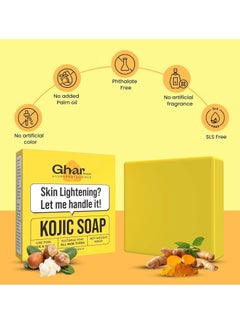 GHAR SOAP GHAR SOAPS Kojic Acid 2% Soap with Niacinamide | For Pigmentation, Sun damage, Brightening Underarm & Reduces Dark Spot | Soap for Men & Women | Suitable for All Skin Types |(Pack of 2) (100 g x 2)  - Image 2