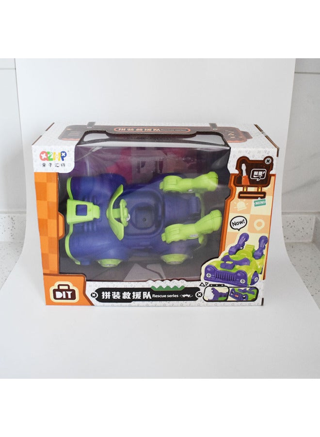 Color Box Packaging Assembled Rescue Team Toy Fire Boat Car Motorcycle Helicopter Screw Assembly Toy-Color:6301 Random Box  - Image 3