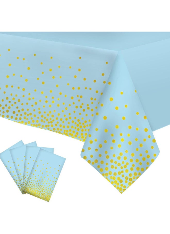 Generic Light Blue Gold Dot Plastic Tablecloth 54 X 108 Inch Blue Disposable Tablecloth With Gold Dot-Color:Silver Dots On Black Background-Specifications:137*274CM 3 Silk  - Image 5