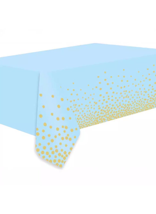 Generic Light Blue Gold Dot Plastic Tablecloth 54 X 108 Inch Blue Disposable Tablecloth With Gold Dot-Color:Silver Dots On Black Background-Specifications:137*274CM 3 Silk  - Image 2