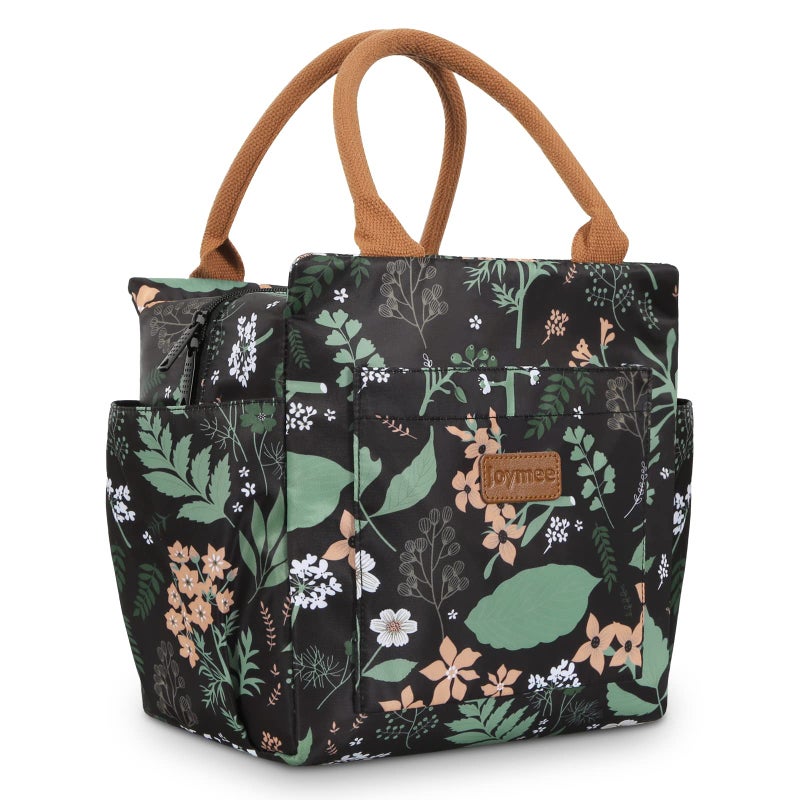 Joymee Lunch Bag - Green Leaf, Women's Insulated Reusable Durable Leakproof Large Spacious Cooler Tote for Office, Picnic, Camping - Image 1