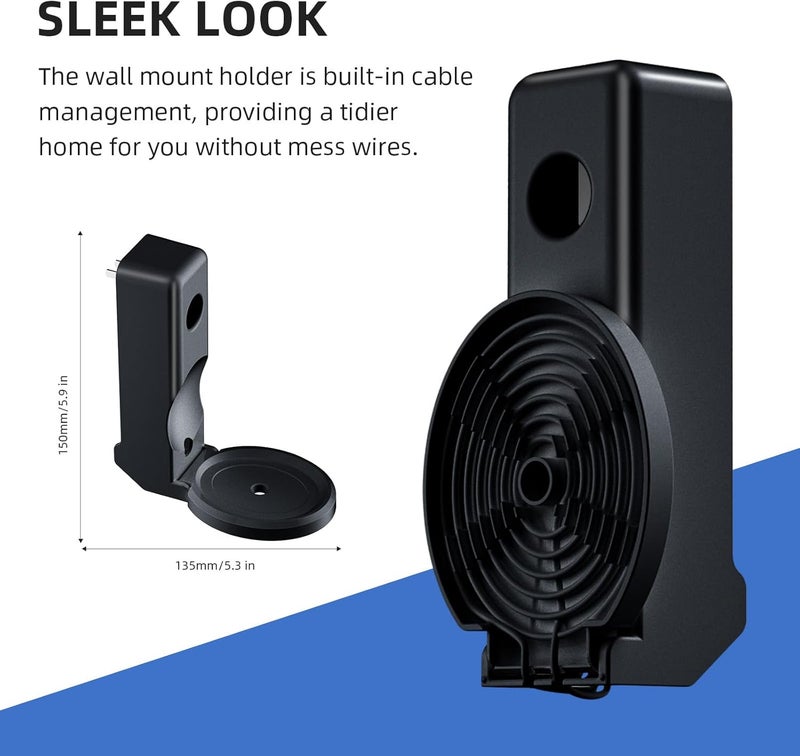 حامل جداري لجهاز Echo Spot 2024، مزود بنظام لإدارة الكابلات المدمج، تثبيت على الجدار، يوفر مساحة، لا حاجة لاستخدام المسامير أو الحفر، اللون أسود - Image 3