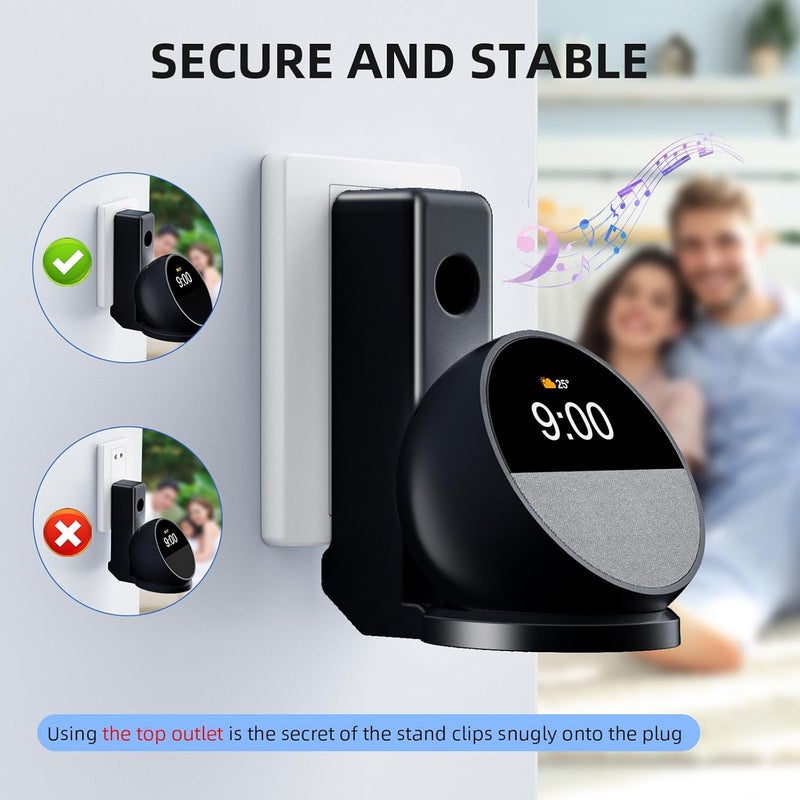 حامل جداري لجهاز Echo Spot 2024، مزود بنظام لإدارة الكابلات المدمج، تثبيت على الجدار، يوفر مساحة، لا حاجة لاستخدام المسامير أو الحفر، اللون أسود - Image 4