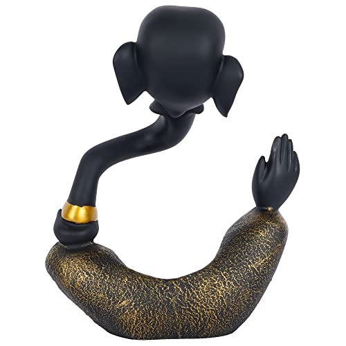 zart Resin Hawa Ganesha Statue for Home Decor Showpiece | Ganpati Murti | Vinayaka Idols for Decorative Figurines, Pack of 1 (Black & Golden) - Image 5