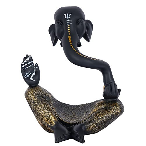zart Resin Hawa Ganesha Statue for Home Decor Showpiece | Ganpati Murti | Vinayaka Idols for Decorative Figurines, Pack of 1 (Black & Golden) - Image 2