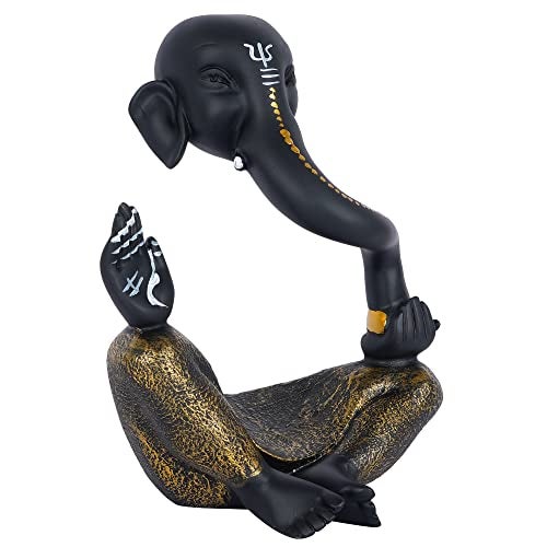 zart Resin Hawa Ganesha Statue for Home Decor Showpiece | Ganpati Murti | Vinayaka Idols for Decorative Figurines, Pack of 1 (Black & Golden) - Image 4