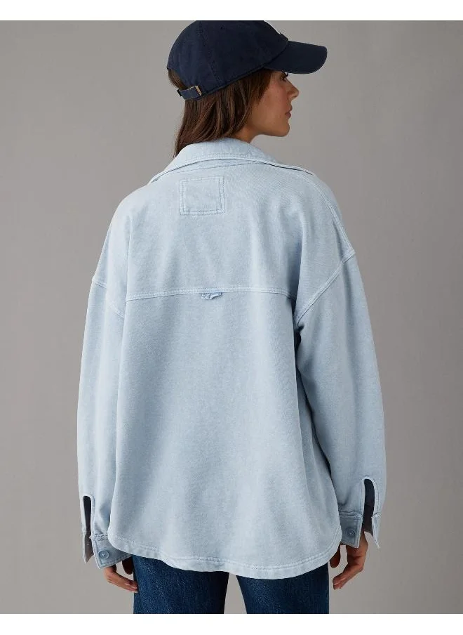 امريكان ايجل Oversized Knit Button-Up Shirt