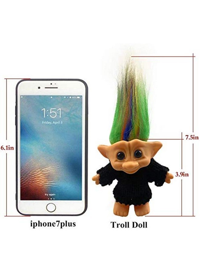 Yintlilocn 2packs Vintage Troll Dolls Set,Lucky Doll Chromatic Adorable for Collections, School Project, Arts and Crafts, Party Favors - 7.5" Tall(Include The Length of Hair) (Style6-Black+Purple) - Image 3