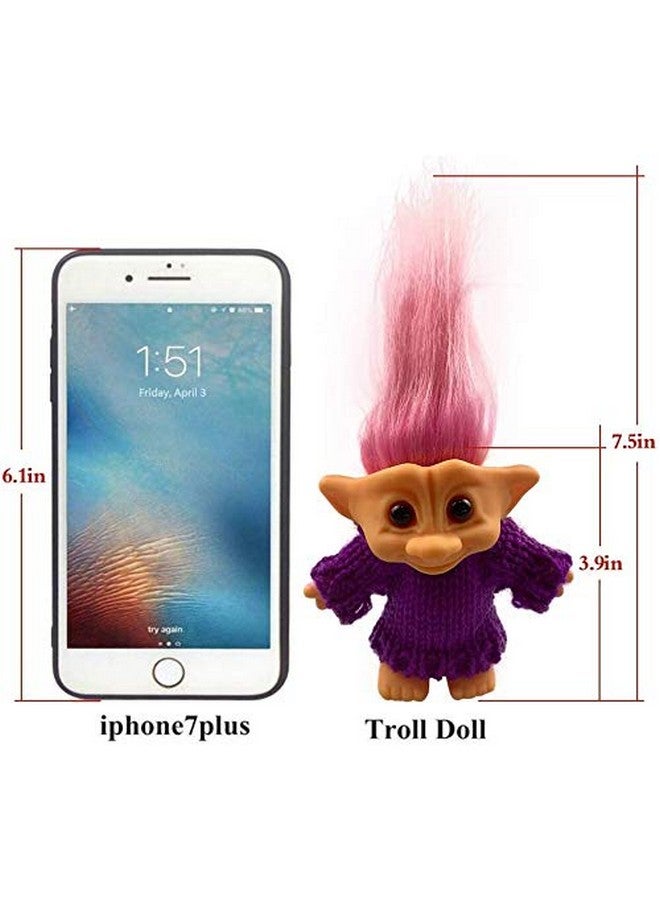 Yintlilocn 2packs Vintage Troll Dolls Set,Lucky Doll Chromatic Adorable for Collections, School Project, Arts and Crafts, Party Favors - 7.5" Tall(Include The Length of Hair) (Style6-Black+Purple) - Image 4