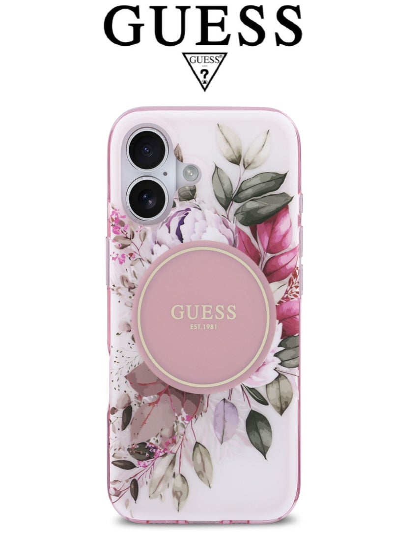 CG MOBILE iPhone 17 silicone PU phone case in a stylish gradient Pink and Rose design with a premium texture. iPhone 17 case supports MagSafe wireless charging. iphone 17 back cover with back protection against impacts.  French-designed, elegant iphone 17 pro cover, certified in partnership with GUESS and CG MOBILE. Pink phone case. - Image 3