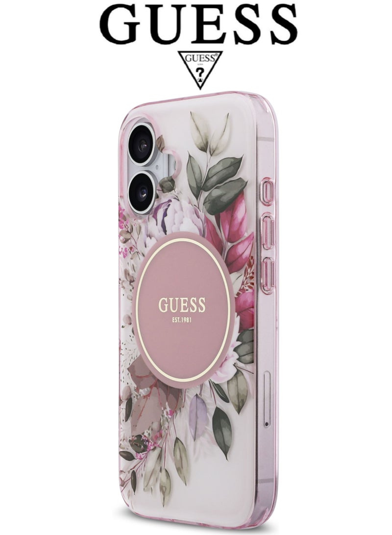 CG MOBILE iPhone 17 silicone PU phone case in a stylish gradient Pink and Rose design with a premium texture. iPhone 17 case supports MagSafe wireless charging. iphone 17 back cover with back protection against impacts.  French-designed, elegant iphone 17 pro cover, certified in partnership with GUESS and CG MOBILE. Pink phone case. - Image 2