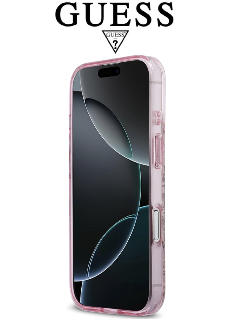 CG MOBILE iPhone 17 silicone PU phone case in a stylish gradient Pink and Rose design with a premium texture. iPhone 17 case supports MagSafe wireless charging. iphone 17 back cover with back protection against impacts.  French-designed, elegant iphone 17 pro cover, certified in partnership with GUESS and CG MOBILE. Pink phone case. - Image 5