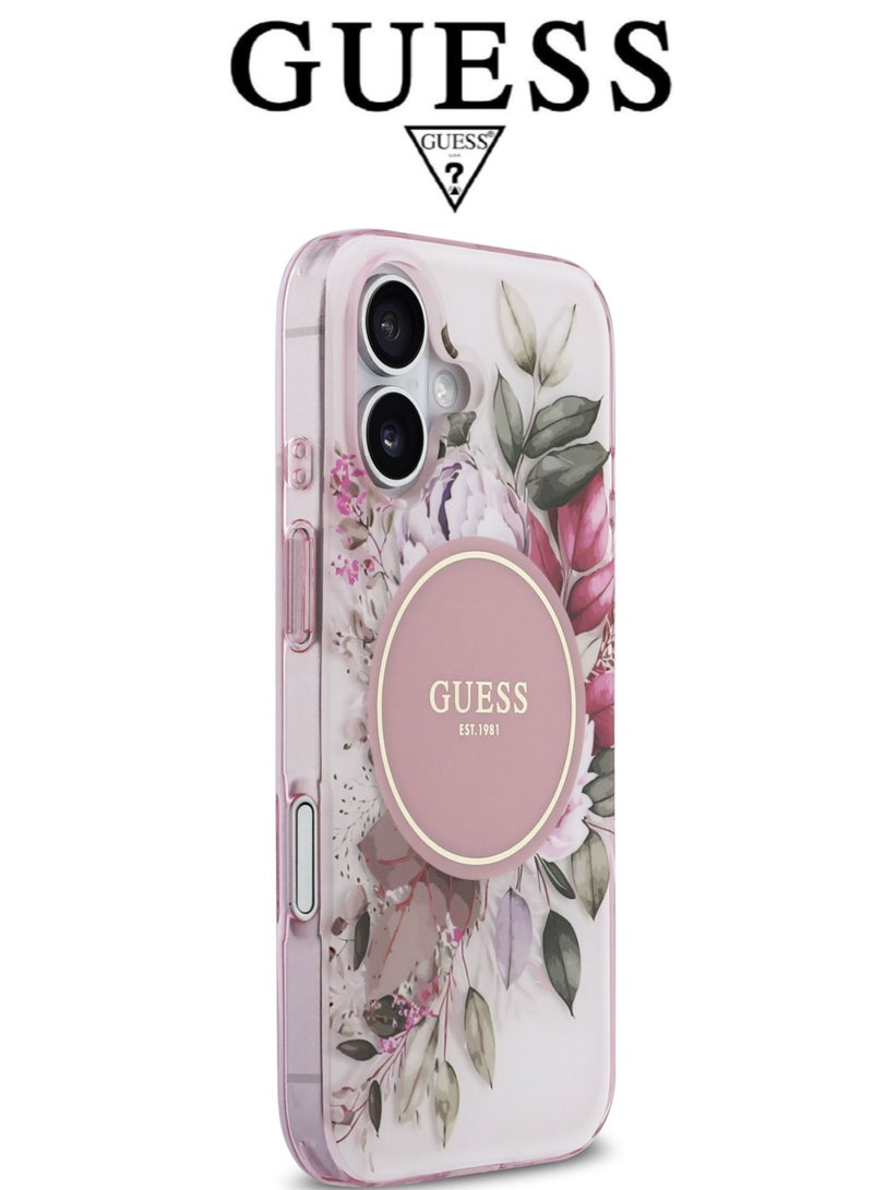 CG MOBILE iPhone 17 silicone PU phone case in a stylish gradient Pink and Rose design with a premium texture. iPhone 17 case supports MagSafe wireless charging. iphone 17 back cover with back protection against impacts.  French-designed, elegant iphone 17 pro cover, certified in partnership with GUESS and CG MOBILE. Pink phone case. - Image 4