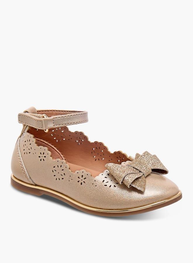 Barefeet Girls Laser Cut Mary Jane Shoes with Scallop Detail - Image 1