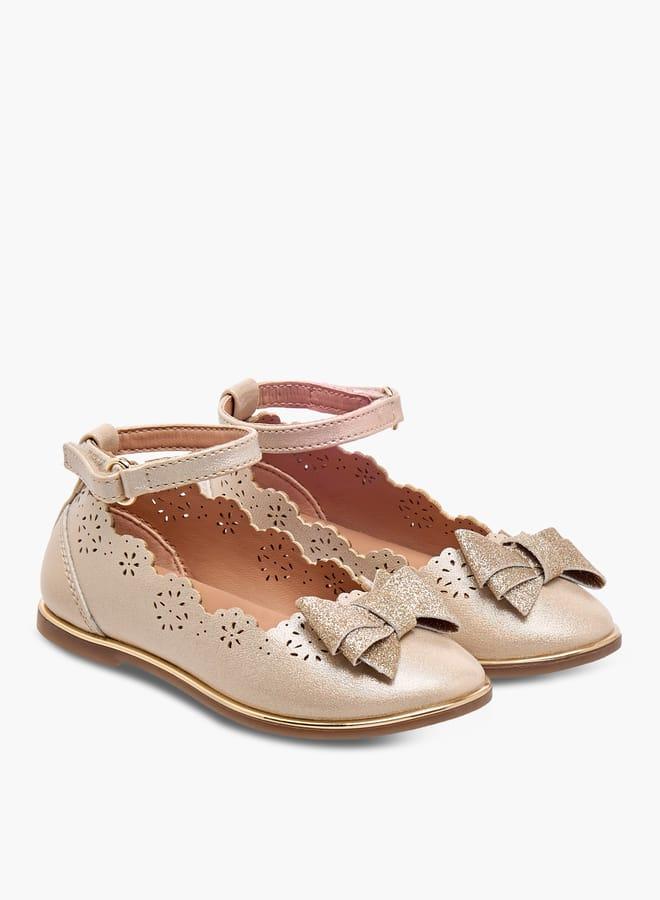 Barefeet Girls Laser Cut Mary Jane Shoes with Scallop Detail - Image 3
