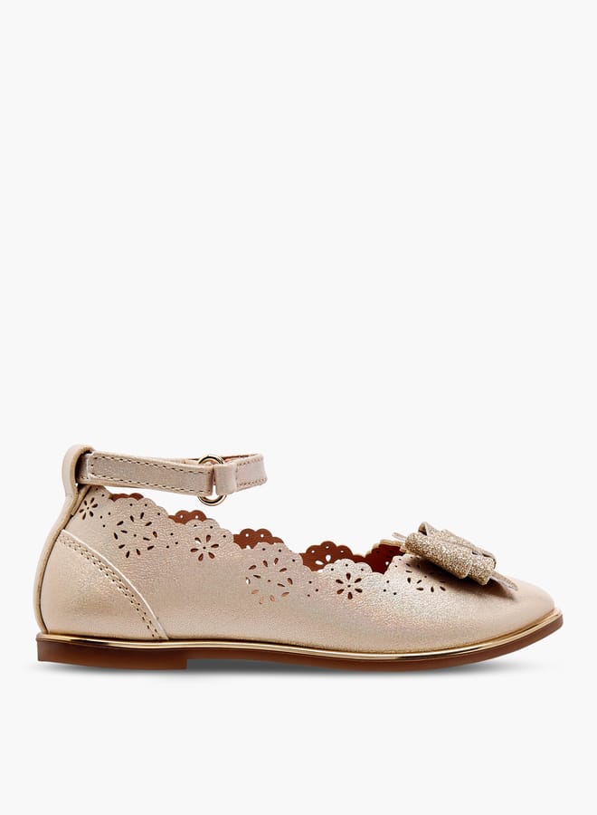 Barefeet Girls Laser Cut Mary Jane Shoes with Scallop Detail  - Image 3