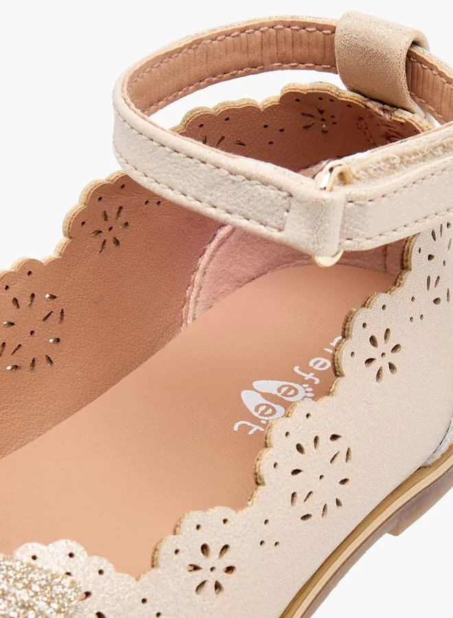 Barefeet Girls Laser Cut Mary Jane Shoes with Scallop Detail