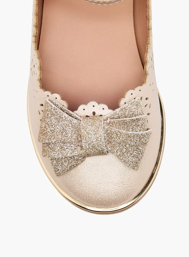 Barefeet Girls Laser Cut Mary Jane Shoes with Scallop Detail
