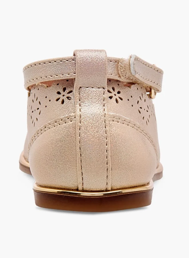 Barefeet Girls Laser Cut Mary Jane Shoes with Scallop Detail