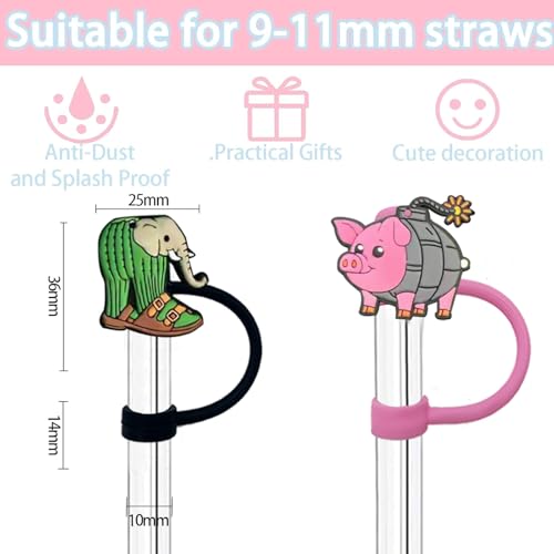GREAWOD Italian Brainrot Straw Toppers, 24-Design Set — Fits 10 mm Wide Reusable Straws for 30–40 oz Tumblers, Dust-Cap Straw Charms, Third-Party Accessory - Image 3
