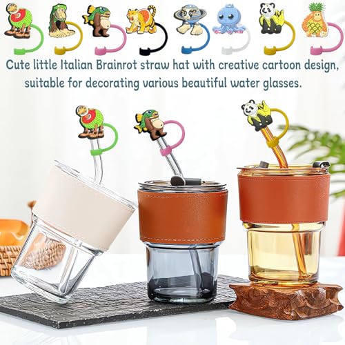 GREAWOD Italian Brainrot Straw Toppers, 24-Design Set — Fits 10 mm Wide Reusable Straws for 30–40 oz Tumblers, Dust-Cap Straw Charms, Third-Party Accessory - Image 4