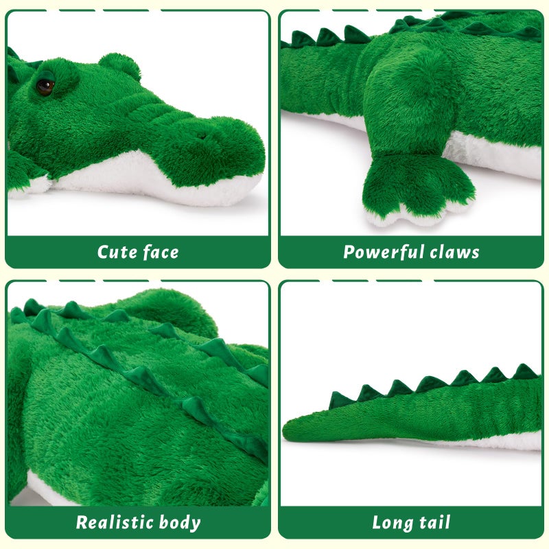 MorisMos Giant Alligator Stuffed Animal, 67inch Huge Alligator Plush Toy, Large Stuffed Crocodile Pillow for Kids, Green - Image 5