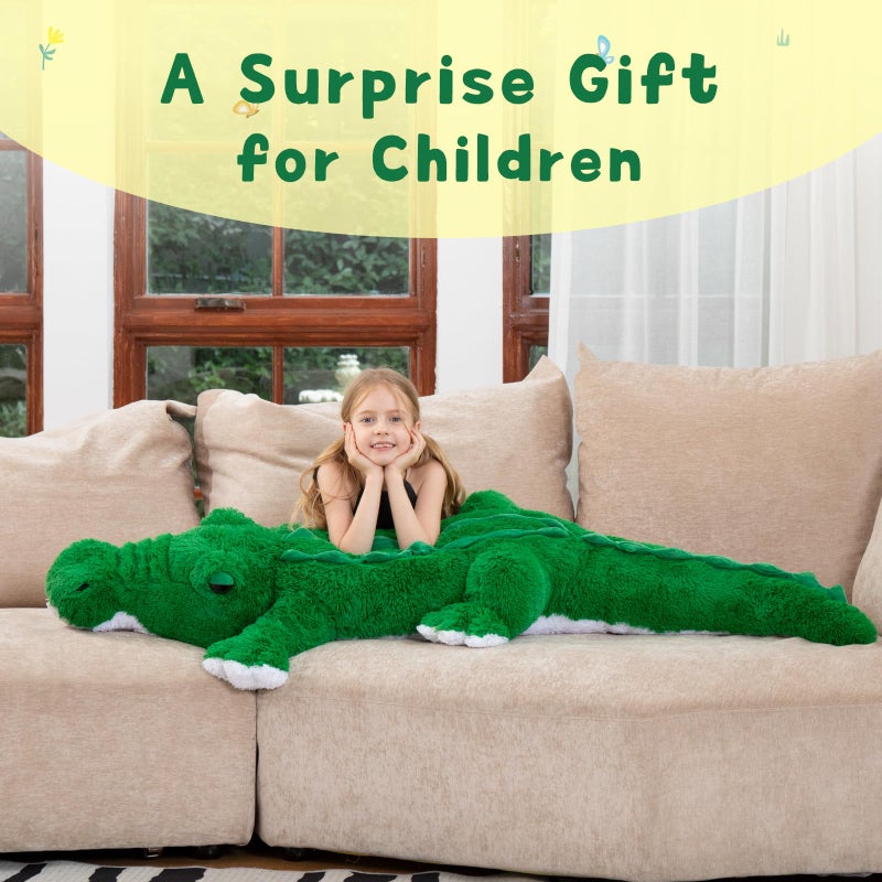 MorisMos Giant Alligator Stuffed Animal, 67inch Huge Alligator Plush Toy, Large Stuffed Crocodile Pillow for Kids, Green - Image 3