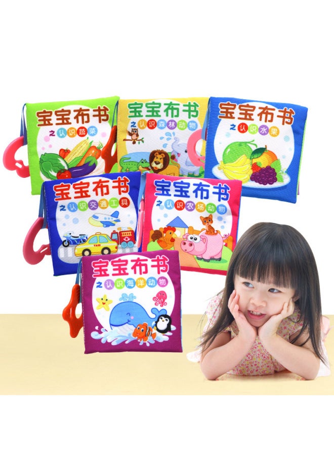 Baby Enlightenment Early Education Cloth Book Toy Children's Eight Sides Tear Not To Rip With Ring Paper Baby Educational Literacy - Image 3