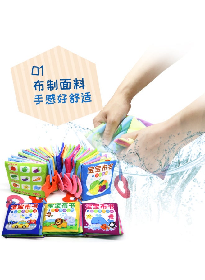 Baby Enlightenment Early Education Cloth Book Toy Children's Eight Sides Tear Not To Rip With Ring Paper Baby Educational Literacy - Image 4