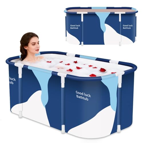SAMUSAGYA Portable Foldable Bathtub for Adults – Freestanding Ice & Hot Bath Tub for Home Spa – Compact, Lightweight Soaking Tub for Relaxation, Detox, Devotion & Daily Bathing (Milky bath) - Image 1