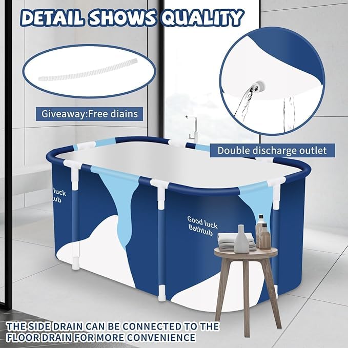 SAMUSAGYA Portable Foldable Bathtub for Adults – Freestanding Ice & Hot Bath Tub for Home Spa – Compact, Lightweight Soaking Tub for Relaxation, Detox, Devotion & Daily Bathing (Milky bath) - Image 5