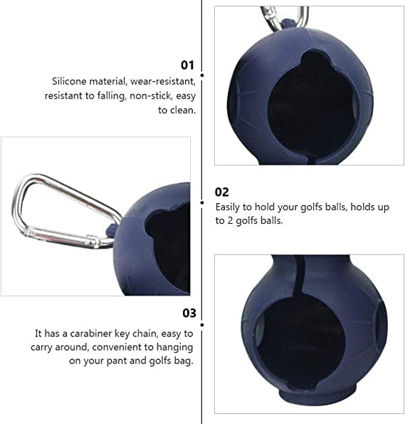 Golfoy Basics Lightweight Silicone Golf Ball Holder, 2 Ball Carrier Holder Soft Silicone Protect with Carabiner Clip to Attachable to Golf Bag Or Belt - Image 4