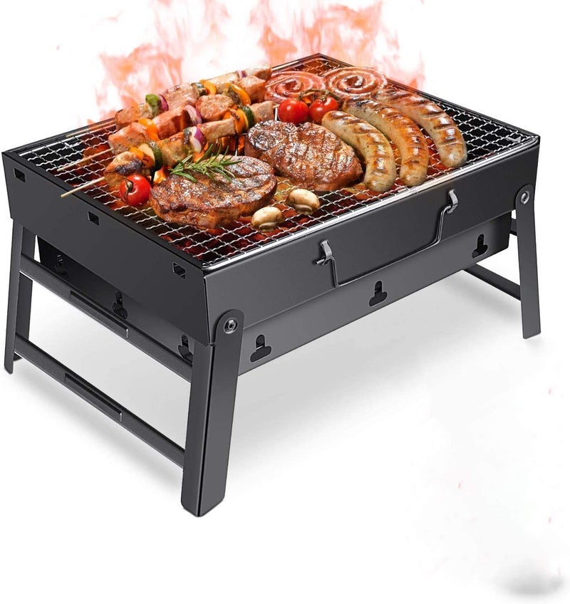 Sajag Metal Folding Portable Outdoor Charcoal BBQ Grill Charcoal Set for Home and Outdoor Oven Black Carbon Steel Black - Image 1