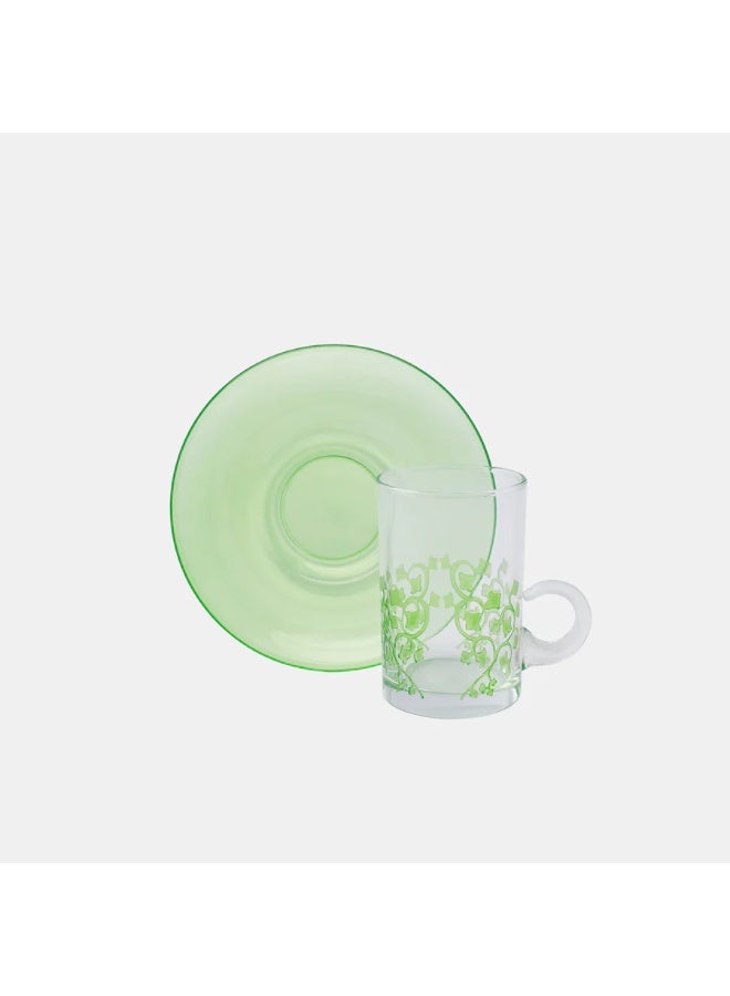 Artemirate Artemirate Floral Vines Tea Glass Set, Green Floral Embossed Design - 6 Pieces Set - Image 5