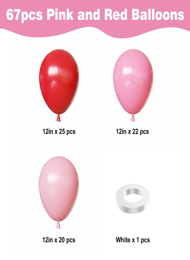 YMSZ Red and Pink Balloons, Valentines Balloons,67pcs 12 Inch Pink and Red Balloon for Birthday, Valentines, Anniversary Party Decorations - Image 2